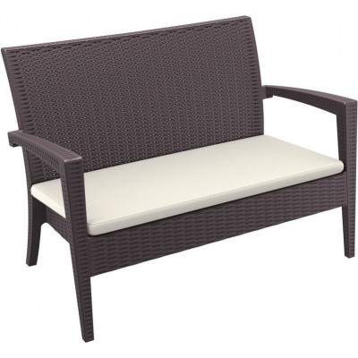 Диван пластиковый плетеный двухместный с подушкой Miami Lounge Sofa