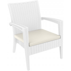 Кресло пластиковое плетеное с подушкой Miami Lounge Armchair