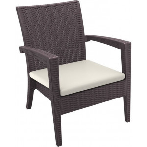 Кресло пластиковое плетеное с подушкой Miami Lounge Armchair